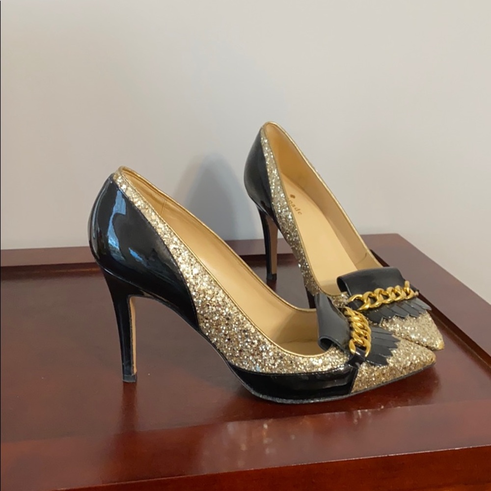Kate Spade Black and Gold Pumps